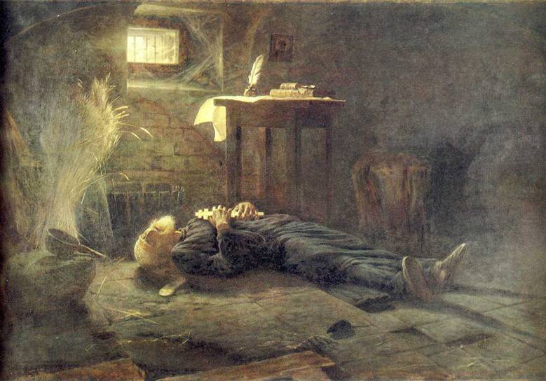 А. Новоскольцев. «Смерть Патриарха Гермогена». (В период польско-литовского нашествия.) 1915 год.