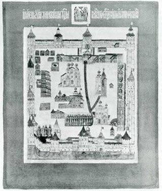 Икона с изображением Троице-Сергиева монастыря. Середина XVII в.