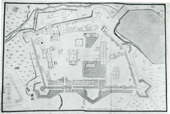 Проект перестройки монастыря. План. Чертеж середины XVIII в.
