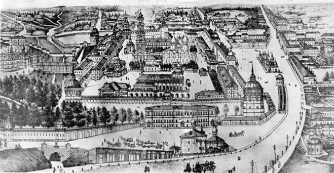 Троице-Сергиева лавра и центр города. Литографий. 1905
