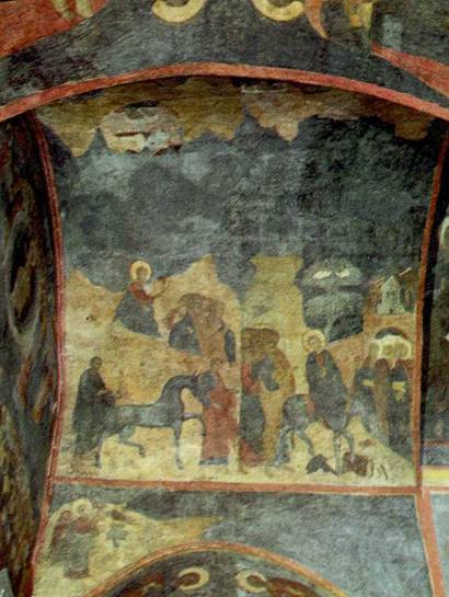 Въезд в Иерусалим. Роспись западного коробового свода Троицкого собора. 1635